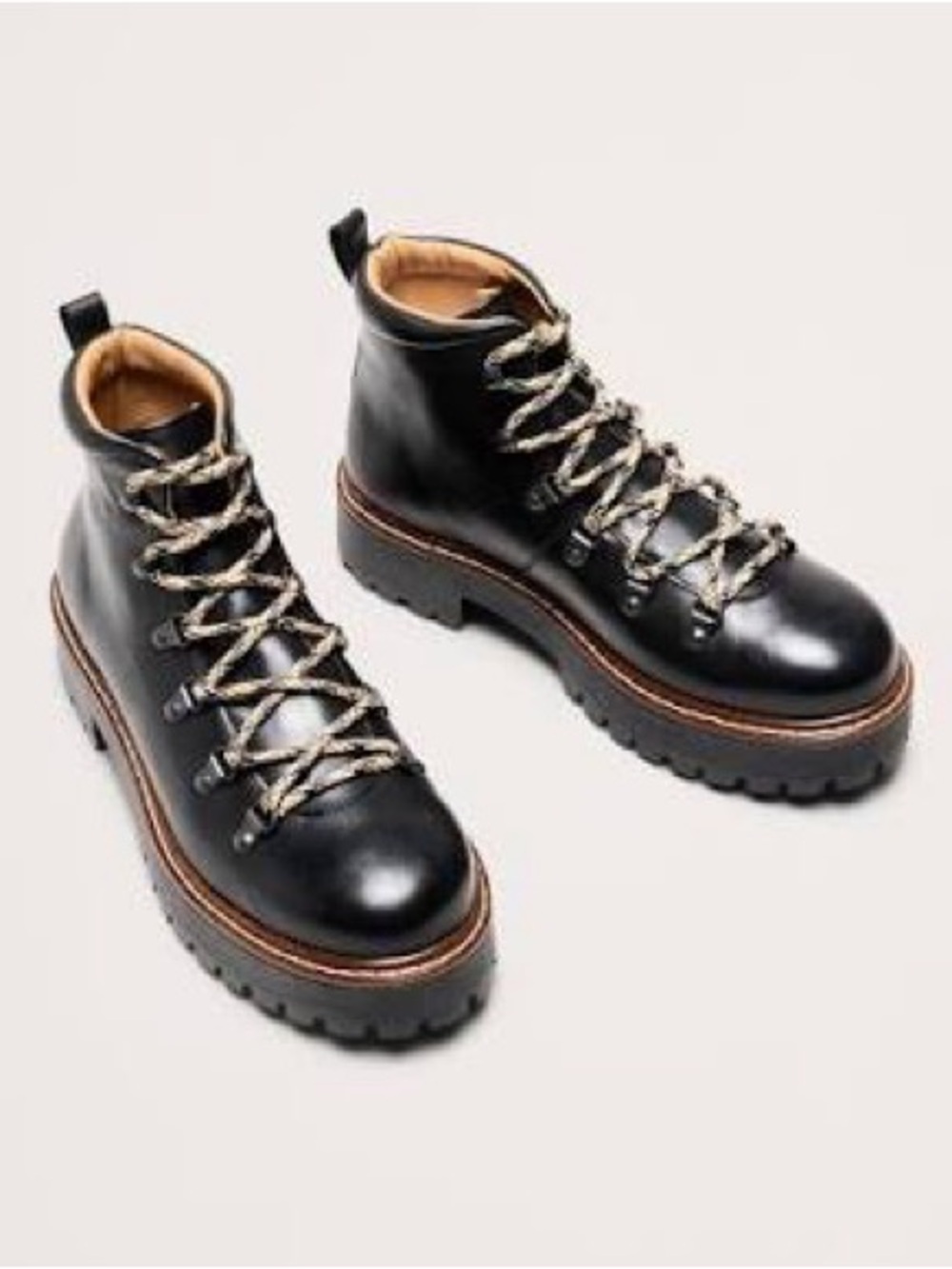 Banana Republic Italian Leather Alpine Platform Lugged Sole Boots Black Size 9